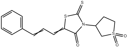 3-(1,1-dioxidotetrahydro-3-thienyl)-5-(3-phenyl-2-propenylidene)-2-thioxo-1,3-thiazolidin-4-one Struktur