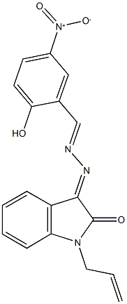 2-hydroxy-5-nitrobenzaldehyde (1-allyl-2-oxo-1,2-dihydro-3H-indol-3-ylidene)hydrazone Struktur