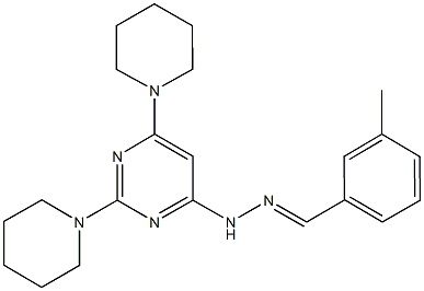 3-methylbenzaldehyde (2,6-dipiperidin-1-ylpyrimidin-4-yl)hydrazone Struktur