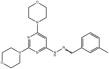 3-methylbenzaldehyde (2,6-dimorpholin-4-ylpyrimidin-4-yl)hydrazone Struktur