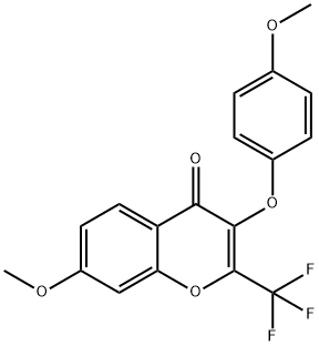 7-methoxy-3-(4-methoxyphenoxy)-2-(trifluoromethyl)-4H-chromen-4-one Struktur