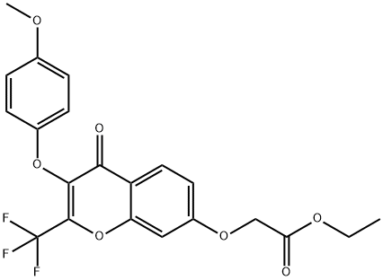 ethyl {[3-(4-methoxyphenoxy)-4-oxo-2-(trifluoromethyl)-4H-chromen-7-yl]oxy}acetate Struktur