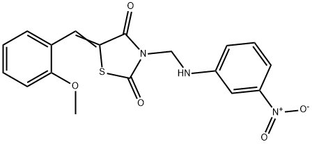 3-({3-nitroanilino}methyl)-5-(2-methoxybenzylidene)-1,3-thiazolidine-2,4-dione Struktur