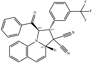 1-benzoyl-2-[3-(trifluoromethyl)phenyl]-1,2-dihydropyrrolo[1,2-a]quinoline-3,3(3aH)-dicarbonitrile Struktur