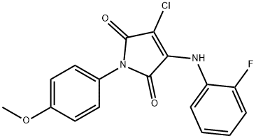 3-chloro-4-(2-fluoroanilino)-1-(4-methoxyphenyl)-1H-pyrrole-2,5-dione Struktur