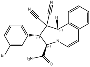 2-(3-bromophenyl)-1,1-dicyano-1,2,3,10b-tetrahydropyrrolo[2,1-a]isoquinoline-3-carboxamide Struktur