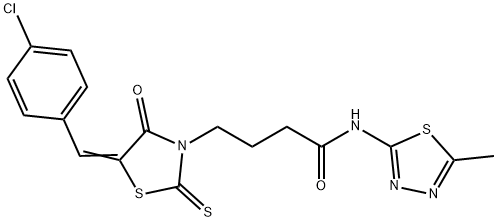 4-[5-(4-chlorobenzylidene)-4-oxo-2-thioxo-1,3-thiazolidin-3-yl]-N-(5-methyl-1,3,4-thiadiazol-2-yl)butanamide Struktur