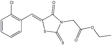 ethyl [5-(2-chlorobenzylidene)-4-oxo-2-thioxo-1,3-thiazolidin-3-yl]acetate Struktur