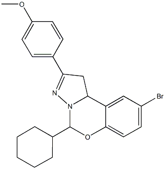 9-bromo-5-cyclohexyl-2-(4-methoxyphenyl)-1,10b-dihydropyrazolo[1,5-c][1,3]benzoxazine Struktur