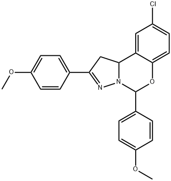 9-chloro-2,5-bis(4-methoxyphenyl)-1,10b-dihydropyrazolo[1,5-c][1,3]benzoxazine Struktur