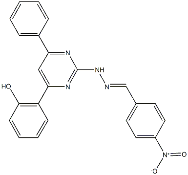 4-nitrobenzaldehyde [4-(2-hydroxyphenyl)-6-phenyl-2-pyrimidinyl]hydrazone Struktur