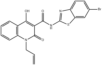 N-(6-bromo-1,3-benzothiazol-2-yl)-4-hydroxy-2-oxo-1-prop-2-enyl-1,2-dihydroquinoline-3-carboxamide Struktur