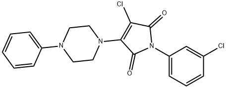 3-chloro-1-(3-chlorophenyl)-4-(4-phenyl-1-piperazinyl)-1H-pyrrole-2,5-dione Struktur