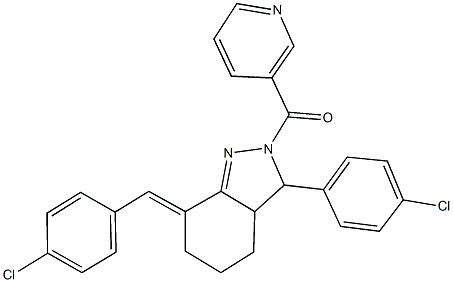 7-(4-chlorobenzylidene)-3-(4-chlorophenyl)-2-(3-pyridinylcarbonyl)-3,3a,4,5,6,7-hexahydro-2H-indazole Struktur