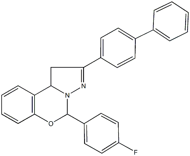 2-[1,1'-biphenyl]-4-yl-5-(4-fluorophenyl)-1,10b-dihydropyrazolo[1,5-c][1,3]benzoxazine Struktur