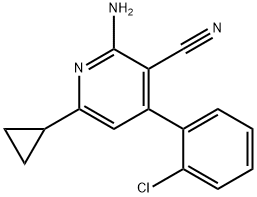 2-amino-4-(2-chlorophenyl)-6-cyclopropylnicotinonitrile Struktur