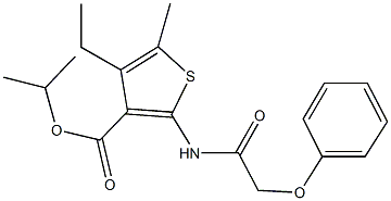 isopropyl 4-ethyl-5-methyl-2-[(phenoxyacetyl)amino]-3-thiophenecarboxylate Struktur