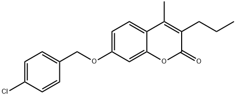 7-[(4-chlorobenzyl)oxy]-4-methyl-3-propyl-2H-chromen-2-one Struktur