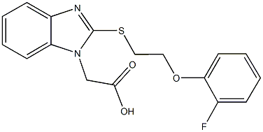 (2-{[2-(2-fluorophenoxy)ethyl]sulfanyl}-1H-benzimidazol-1-yl)acetic acid Struktur