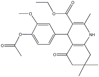 ethyl 4-[4-(acetyloxy)-3-methoxyphenyl]-2,7,7-trimethyl-5-oxo-1,4,5,6,7,8-hexahydro-3-quinolinecarboxylate Struktur