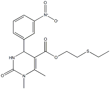 2-(ethylsulfanyl)ethyl 4-{3-nitrophenyl}-1,6-dimethyl-2-oxo-1,2,3,4-tetrahydro-5-pyrimidinecarboxylate Struktur