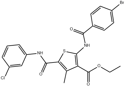 ethyl 2-[(4-bromobenzoyl)amino]-5-[(3-chloroanilino)carbonyl]-4-methylthiophene-3-carboxylate Struktur