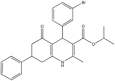 isopropyl 4-(3-bromophenyl)-2-methyl-5-oxo-7-phenyl-1,4,5,6,7,8-hexahydroquinoline-3-carboxylate Struktur