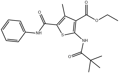 ethyl 5-(anilinocarbonyl)-2-[(2,2-dimethylpropanoyl)amino]-4-methyl-3-thiophenecarboxylate Struktur