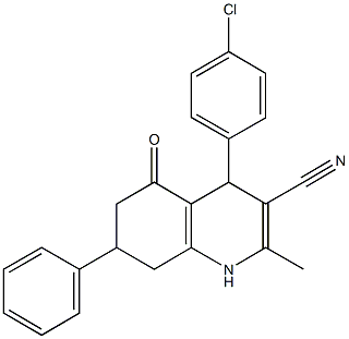 4-(4-chlorophenyl)-2-methyl-5-oxo-7-phenyl-1,4,5,6,7,8-hexahydro-3-quinolinecarbonitrile Struktur