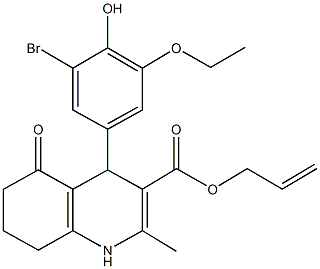 allyl 4-(3-bromo-5-ethoxy-4-hydroxyphenyl)-2-methyl-5-oxo-1,4,5,6,7,8-hexahydro-3-quinolinecarboxylate Struktur