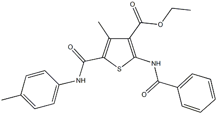 ethyl 2-(benzoylamino)-4-methyl-5-(4-toluidinocarbonyl)-3-thiophenecarboxylate Struktur