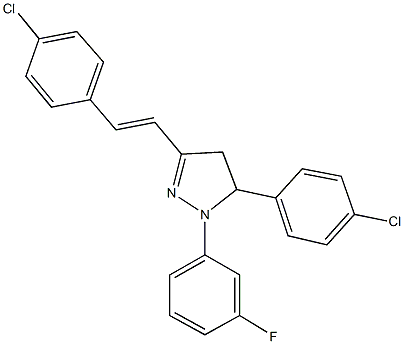 5-(4-chlorophenyl)-3-[2-(4-chlorophenyl)vinyl]-1-(3-fluorophenyl)-4,5-dihydro-1H-pyrazole Struktur