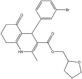 tetrahydro-2-furanylmethyl 4-(3-bromophenyl)-2-methyl-5-oxo-1,4,5,6,7,8-hexahydro-3-quinolinecarboxylate Struktur