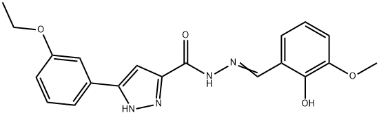 3-(3-ethoxyphenyl)-N'-(2-hydroxy-3-methoxybenzylidene)-1H-pyrazole-5-carbohydrazide Struktur