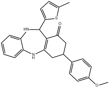 3-(4-methoxyphenyl)-11-(5-methyl-2-thienyl)-2,3,4,5,10,11-hexahydro-1H-dibenzo[b,e][1,4]diazepin-1-one Struktur