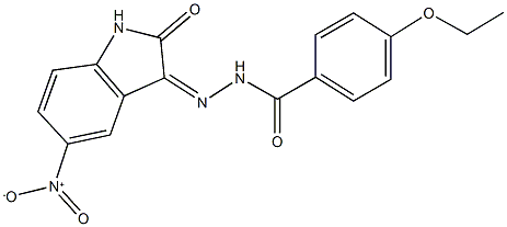 4-ethoxy-N'-{5-nitro-2-oxo-1,2-dihydro-3H-indol-3-ylidene}benzohydrazide Struktur