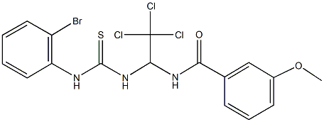 N-(1-{[(2-bromoanilino)carbothioyl]amino}-2,2,2-trichloroethyl)-3-methoxybenzamide Struktur