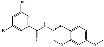 N'-[1-(2,4-dimethoxyphenyl)ethylidene]-3,5-dihydroxybenzohydrazide Struktur