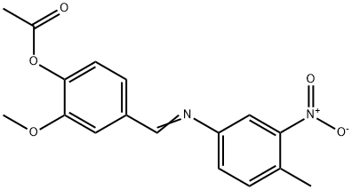 4-[({3-nitro-4-methylphenyl}imino)methyl]-2-methoxyphenyl acetate Struktur