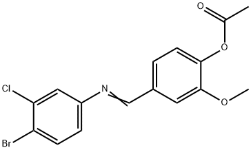 4-{[(4-bromo-3-chlorophenyl)imino]methyl}-2-methoxyphenyl acetate Struktur