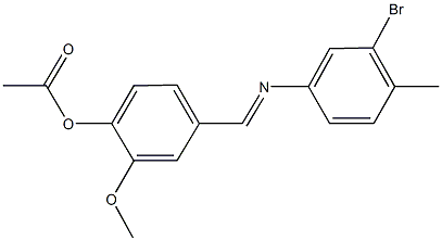 4-{[(3-bromo-4-methylphenyl)imino]methyl}-2-methoxyphenyl acetate Struktur