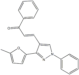 3-[3-(5-methyl-2-furyl)-1-phenyl-1H-pyrazol-4-yl]-1-phenyl-2-propen-1-one Struktur