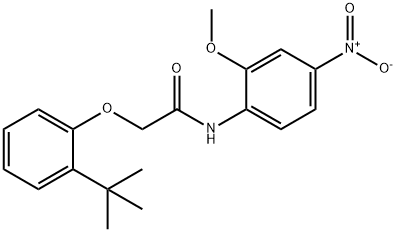 2-(2-tert-butylphenoxy)-N-{4-nitro-2-methoxyphenyl}acetamide Struktur