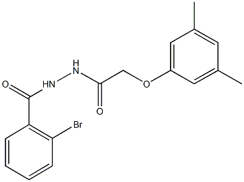 2-bromo-N'-{[(3,5-dimethylphenyl)oxy]acetyl}benzohydrazide Struktur