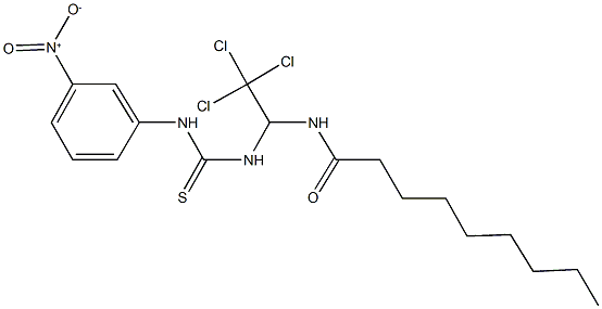 N-{2,2,2-trichloro-1-[({3-nitroanilino}carbothioyl)amino]ethyl}nonanamide Struktur