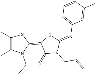 3-allyl-5-(3-ethyl-4,5-dimethyl-1,3-thiazol-2(3H)-ylidene)-2-[(3-methylphenyl)imino]-1,3-thiazolidin-4-one Struktur