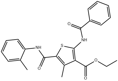 ethyl 2-(benzoylamino)-4-methyl-5-(2-toluidinocarbonyl)-3-thiophenecarboxylate Struktur