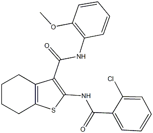 2-[(2-chlorobenzoyl)amino]-N-(2-methoxyphenyl)-4,5,6,7-tetrahydro-1-benzothiophene-3-carboxamide Struktur