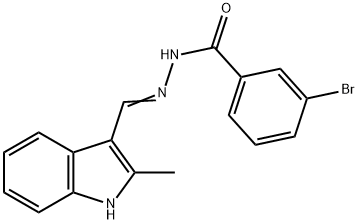 3-bromo-N'-[(2-methyl-1H-indol-3-yl)methylene]benzohydrazide Struktur