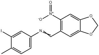 3-iodo-4-methyl-N-[(6-nitro-1,3-benzodioxol-5-yl)methylene]aniline Struktur